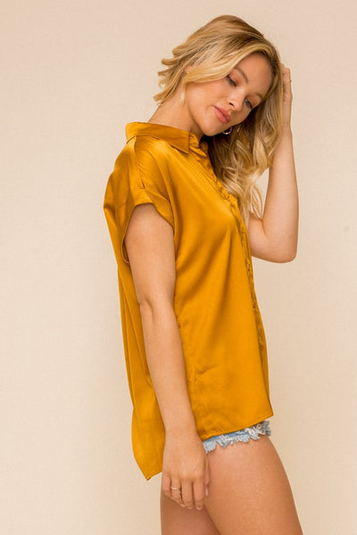 Satin Dreams Mustard Top - Sunflower Story Boutique