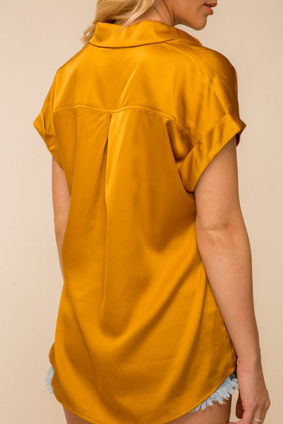 Satin Dreams Mustard Top - Sunflower Story Boutique