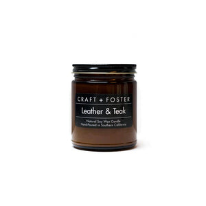 Leather & Teak - 8oz Natural Soy Candle - Sunflower Story Boutique
