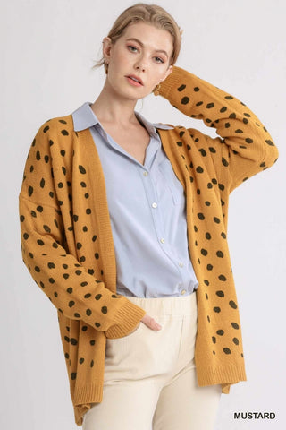 Spotted Cardigan (Mustard) - Sunflower Story Boutique