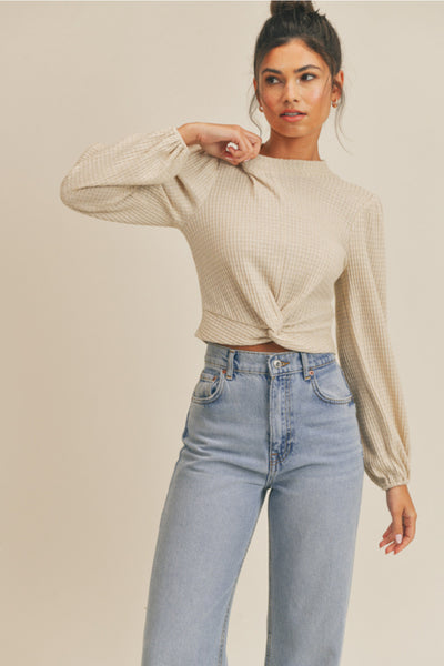 Twisted Top (Cream) - Sunflower Story Boutique