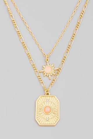 Layered North Star Square Pendant Necklace - Sunflower Story Boutique