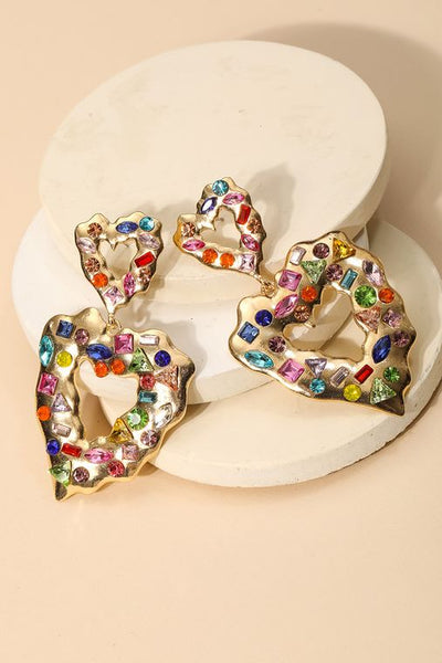 Bedazzled Heart Fashion Earrings - Sunflower Story Boutique