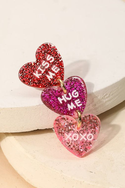 Kiss Me Hug Me Heart Earrings - Sunflower Story Boutique