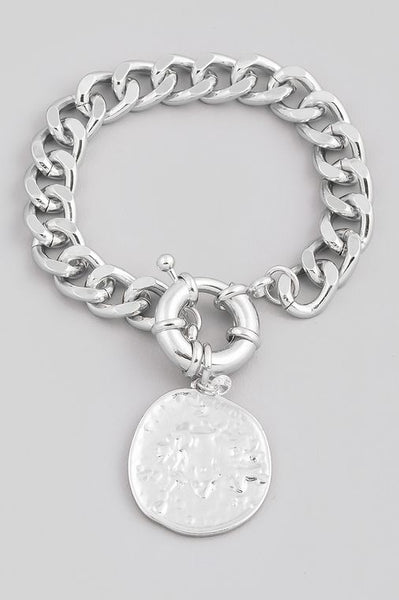 Bulky Curb Chain Coin Bracelet - Sunflower Story Boutique