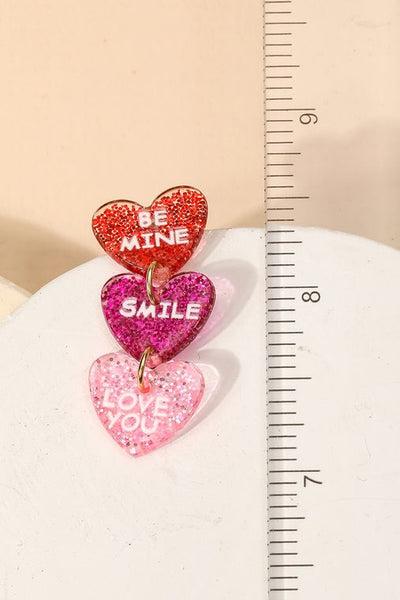 Be Mine Smiley Love You Heart Earrings - Sunflower Story Boutique