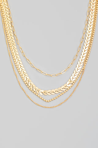 Assorted Chevron Chain Link Layered Necklace - Sunflower Story Boutique